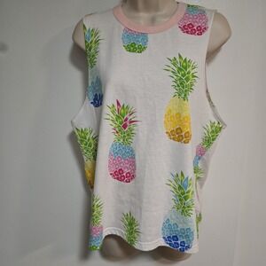 Sweet Treats Size S Colorful Pineapple Print Top Sleeveless Tank Top EUC
